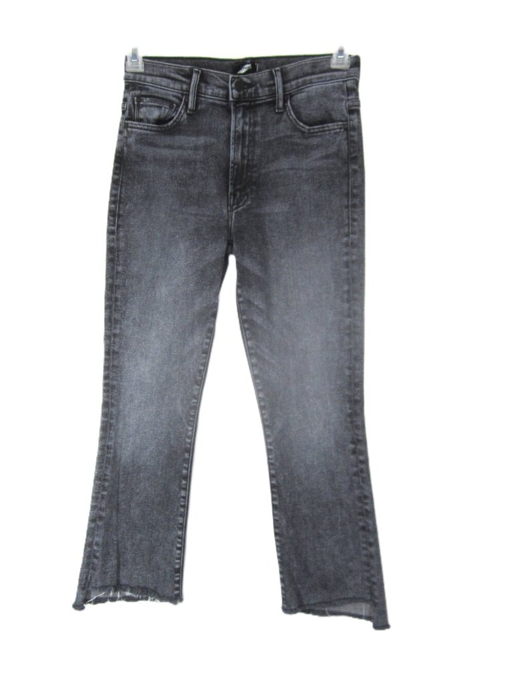 MOTHER 27 EUC The Insider Crop Step Fray Jeans Train Stops Gray Black Raw Hem - Picture 2 of 11